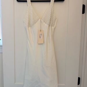 Elegant White Dress with Beaded Pearl Straps